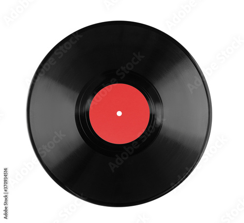 lp vinyl record with blank label isolated on white background