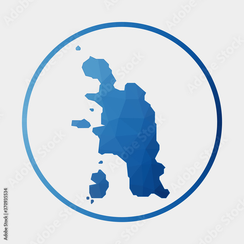 Pangkor Island icon. Polygonal map of the island in gradient ring. Round low poly Pangkor Island sign. Vector illustration. photo