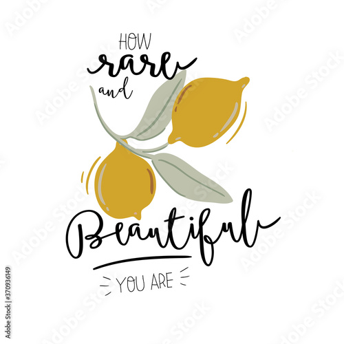 Abstract contemporary illustration with floral, fauna, moon, girls power elements. Trendy minimalist clip art with inspirational quote in scandinavian style, bohemian witch, magic mystery concept.