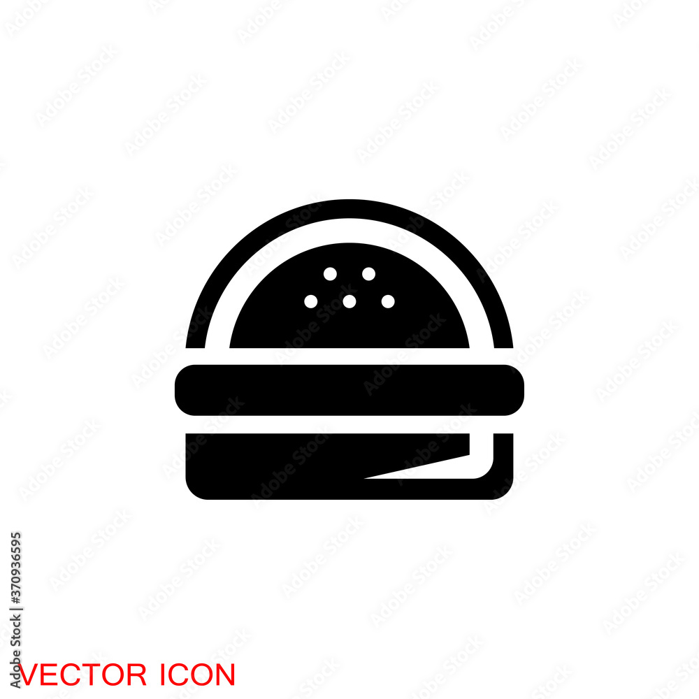Fototapeta premium Burger icon, flat design Hamburger web icon. vector illustration