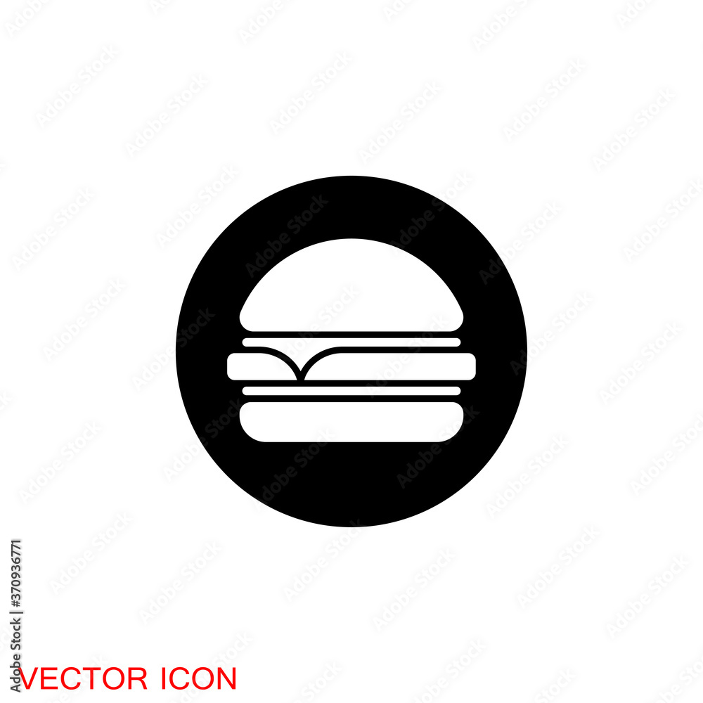 Burger icon, flat design Hamburger web icon. vector illustration Burger icon, flat design Hamburger web icon. vector illustration