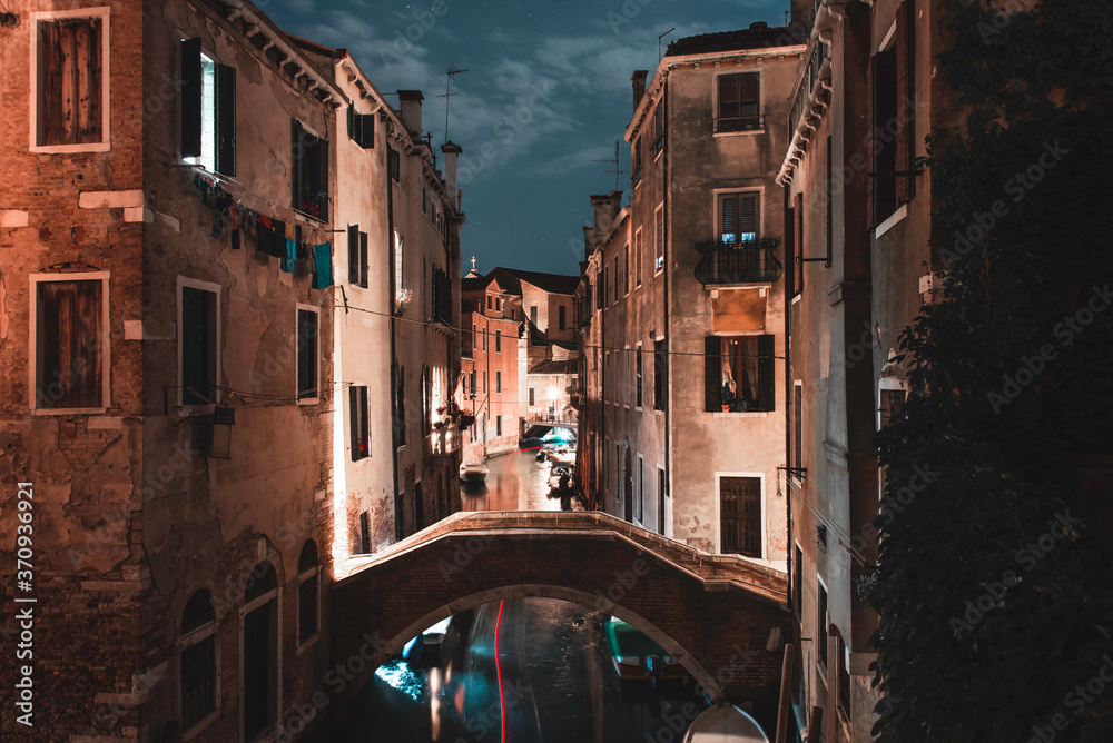 night time canal in venice italy