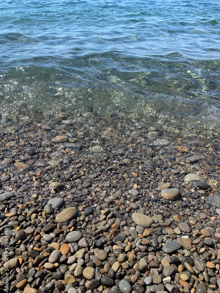 Pebble stones background, beach, natural colors