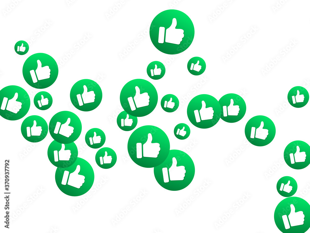 Thumbs up green isolated vector like social media signs scatter.