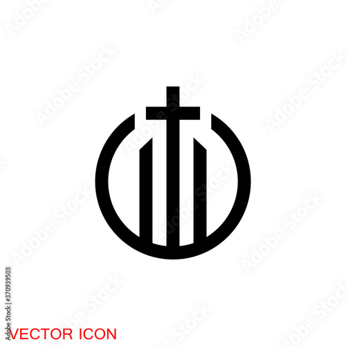 Church vector icons of religious christianity signs and symbols