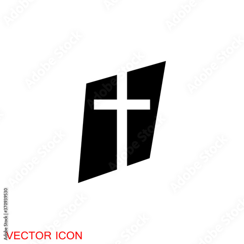 Church vector icons of religious christianity signs and symbols