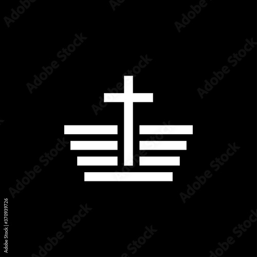 Church vector icons of religious christianity signs and symbols
