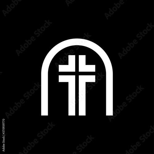 Church vector icons of religious christianity signs and symbols