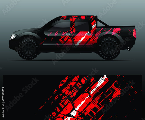 truck and vehicle Graphic vector. Racing background for vinyl wrap and decal
