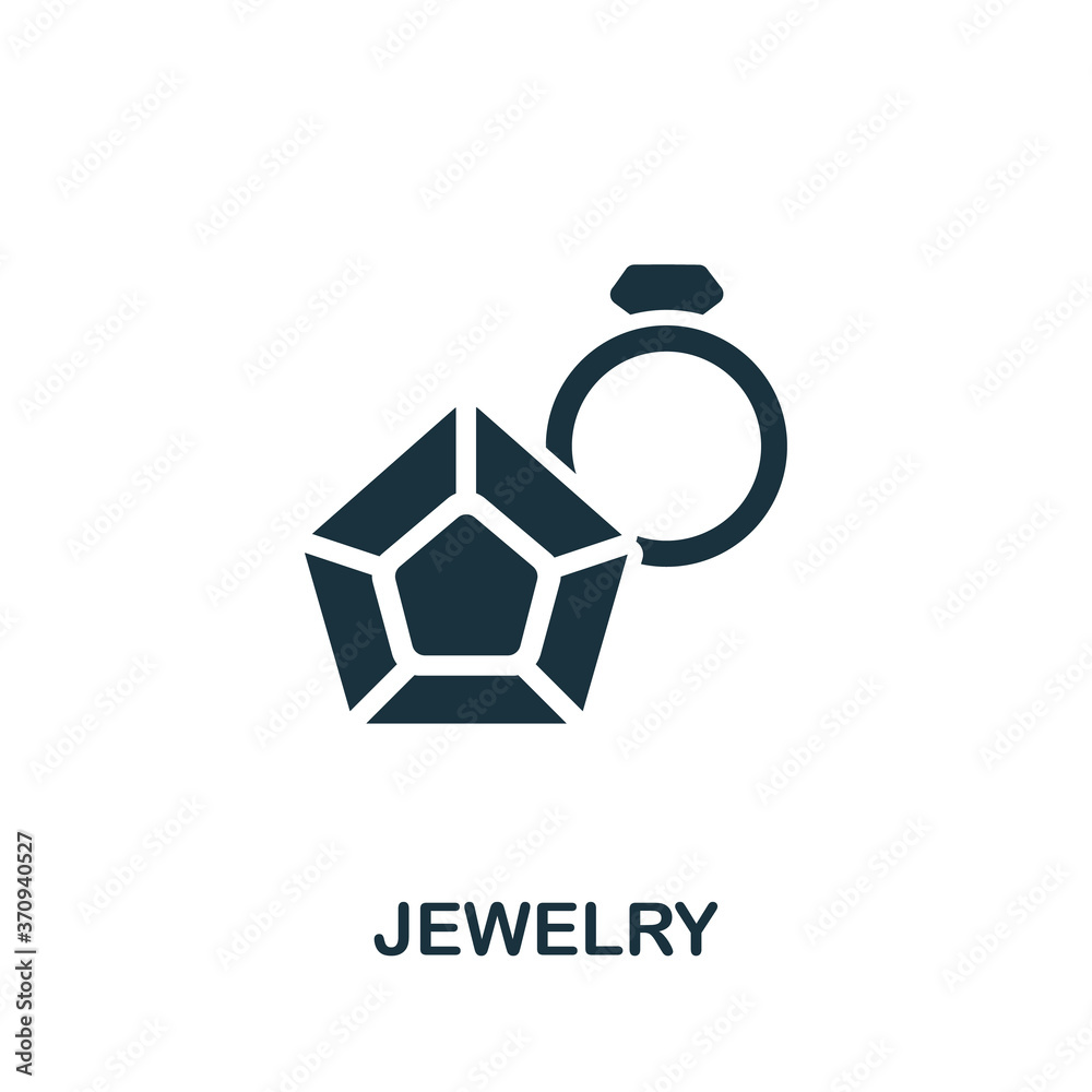 Jewelery icon. Monochrome simple Jewelery icon for templates, web design and infographics