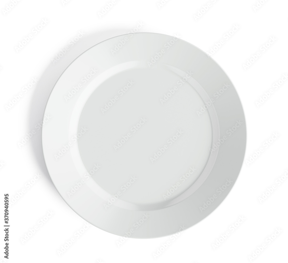 WHite plate isolated on white background - top view. 3d rendering WHite plate isolated on white background - top view. 3d rendering