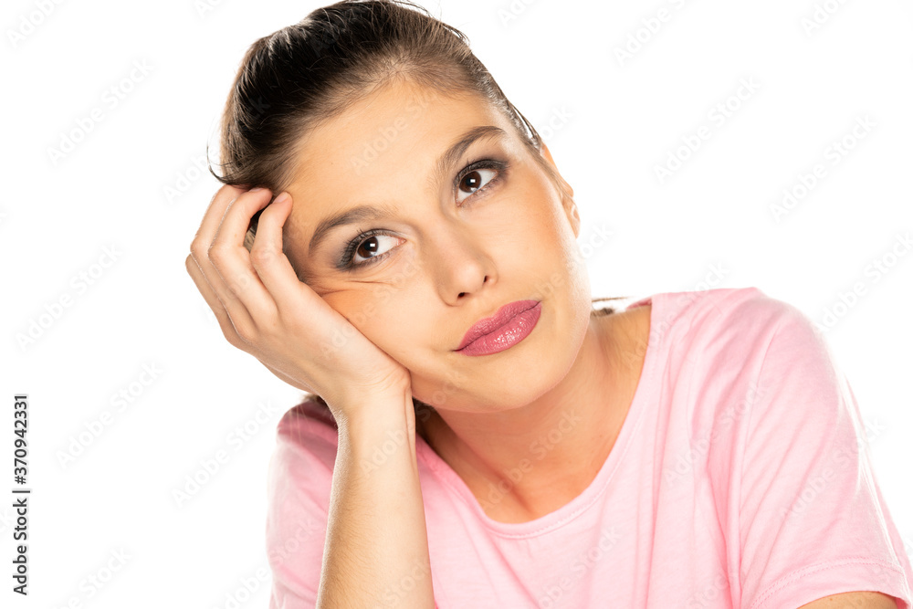 Portrait of young bored woman with makeup Portrait of young bored woman with makeup
