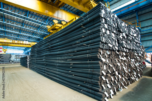 Принти на полотні Steel rods or steel bars used to reinforce concrete are places in the factory