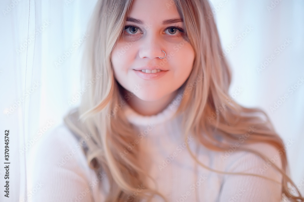 winter blonde / young adult model, blonde with long beautiful hair posing in the winter season winter blonde / young adult model, blonde with long beautiful hair posing in the winter season