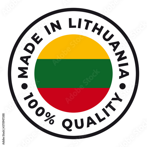 Free Download Vector circle symbol. Text Made in Lithuania with flag. Isolated on white background. - GFXLoad