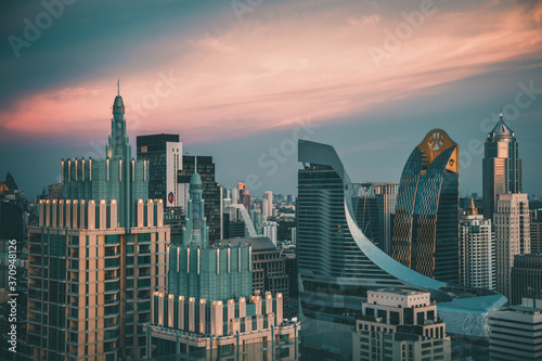 Canvas Print Petchaburi and Central Embassy Aerial views in Ploenchit, Bangkok, Thailand