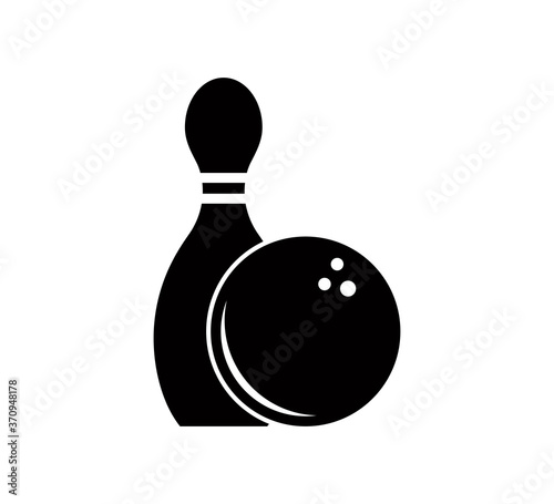 Pin bowling icon vector logo design template flat style