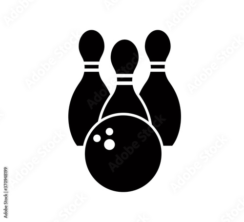 Pin bowling icon vector logo design template flat style