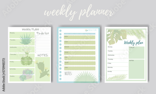 Cute weeklies green colour and daily planners set