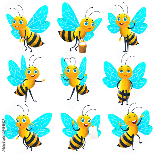 Collection of cartoon cute bee © NADIIA