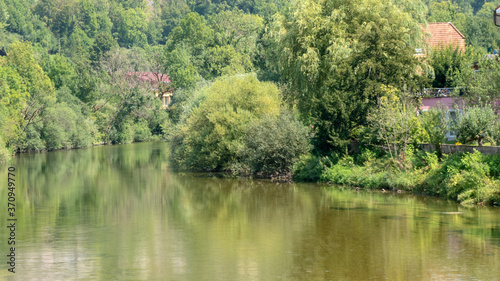 Idyllic nature on the Doubs river in midsummer