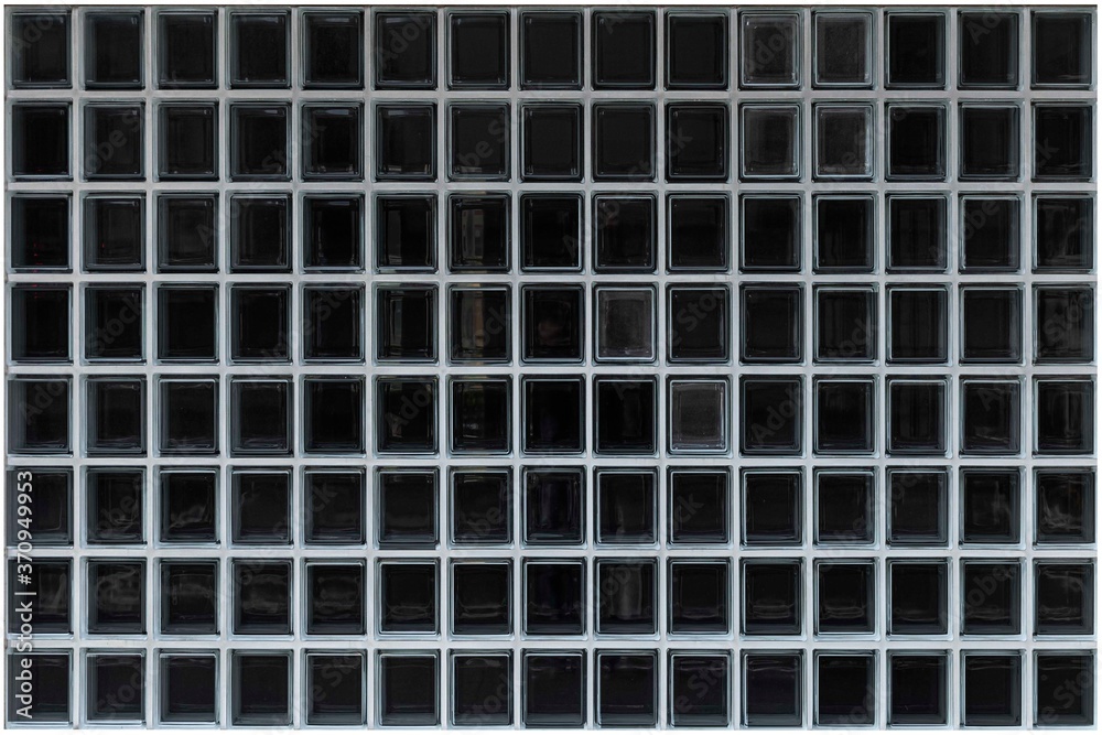 Black glass block wall seamless background and texture