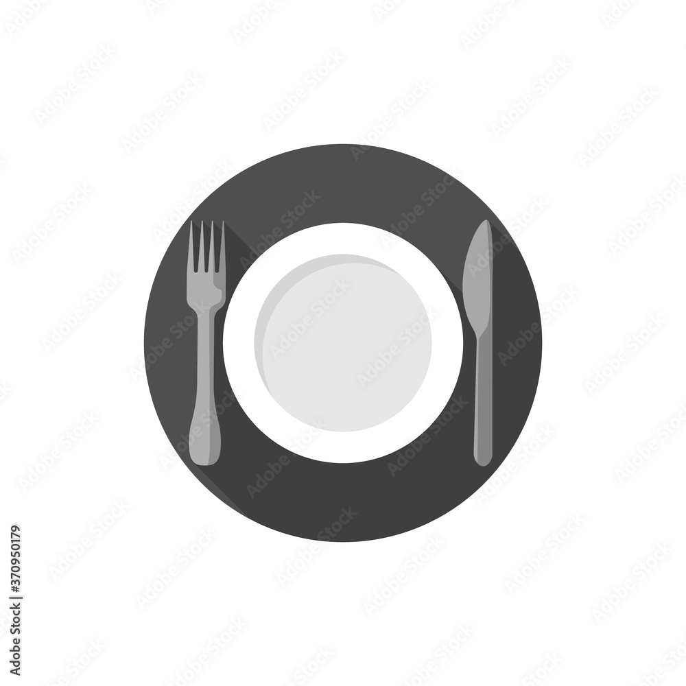 Flat design Empty plate with fork and knife Flat design Empty plate with fork and knife