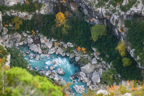 Gorges du Verdon  view from top of the gorge down to the river Verdon.