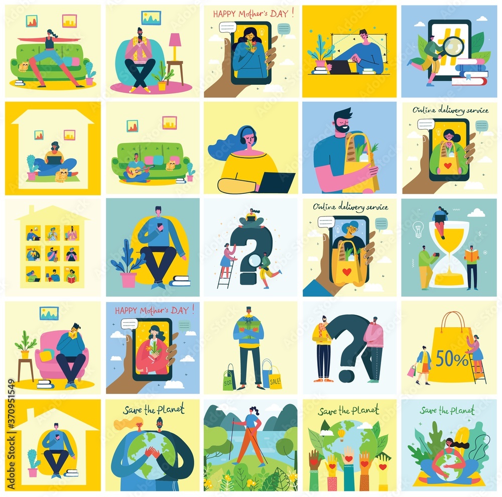 Fototapeta premium Vector illustration ECO backgrounds of Concept of green eco energy and quote Save the planet, Think green and Waste recycle