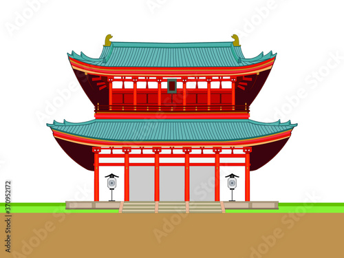 Temple or shrine in japan drawing in cartoon vector