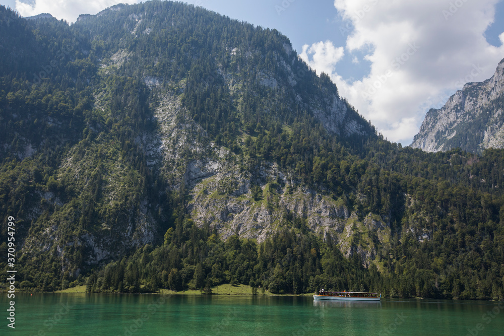 Summer scene in Konigsee lake, Bavaria, South Germany. Europe