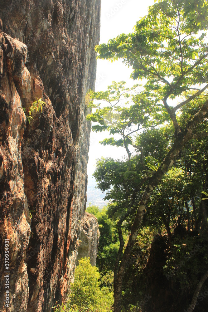 Natural Rock climbing wall in the mountain near San Jose City
