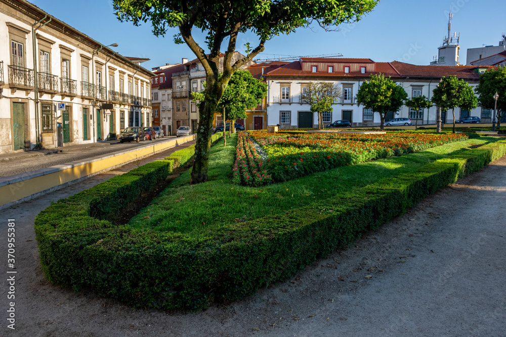 Landscaped European Town Square Bordered By Fine Apartments, Braga, Portugal