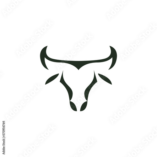 Bull head logo. Abstract stylized cow or bull head icon. Premium logo for steak house, meat restaurant or butchery. Taurus symbol. Vector illustration.
