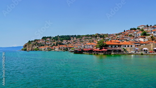 Fototapeta Naklejka Na Ścianę i Meble -  OHRID, NORTH MACEDONIA - JULY 11, 2018: The city of Ohrid panorama