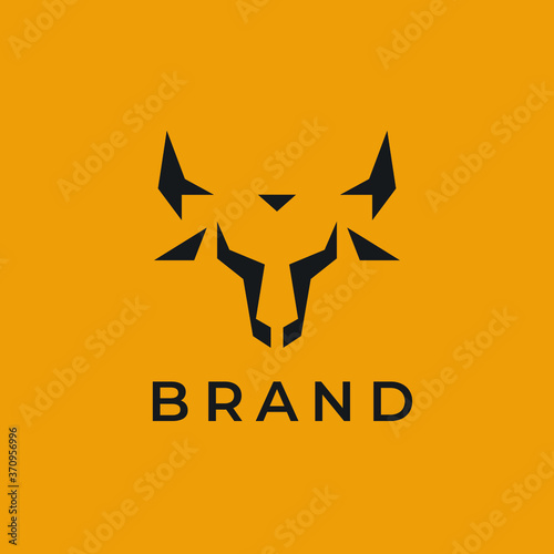 Bull head logo. Abstract stylized cow or bull head icon. Premium logo for steak house, meat restaurant or butchery. Taurus symbol. Vector illustration.
