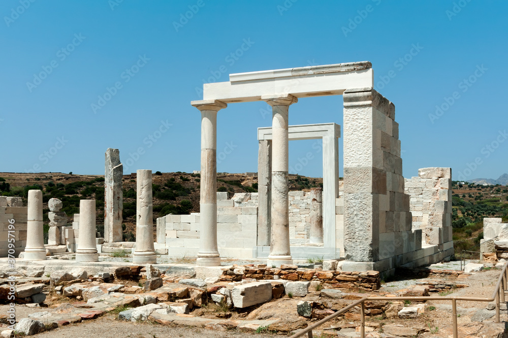 The view to the ruined temple of Demeter, Naxos island, Greece