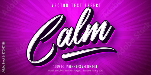 Calm text, pop art style editable text effect