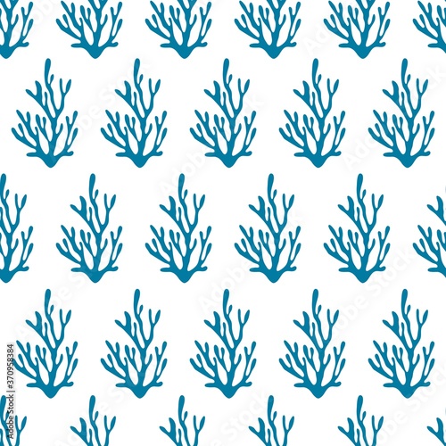 Hand drawn coral seamless pattern. Abstract endless background organic shapes scribbles contemporary style. Vector illustration