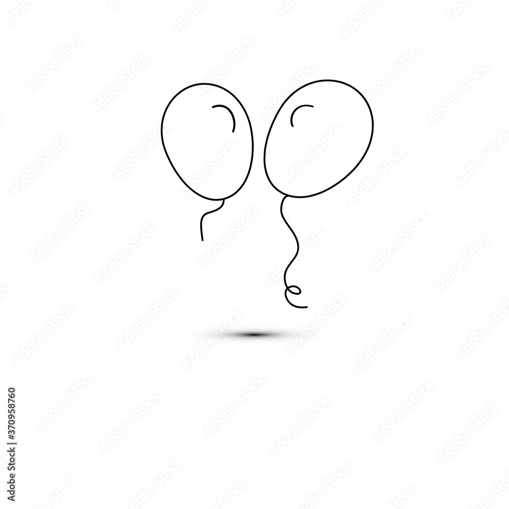 Simple flat style icon of beautiful two balloons for the feast of love on happy mothers day. Vector illustration. Simple flat style icon of beautiful two balloons for the feast of love on happy mothers day. Vector illustration.