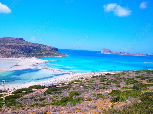 Balos Beach and Gramvousa island at Kissamos Chania in Crete,Greece