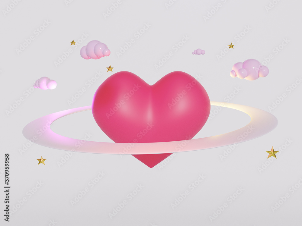 3D render of red heart symbol. Happy Valentine's Day.