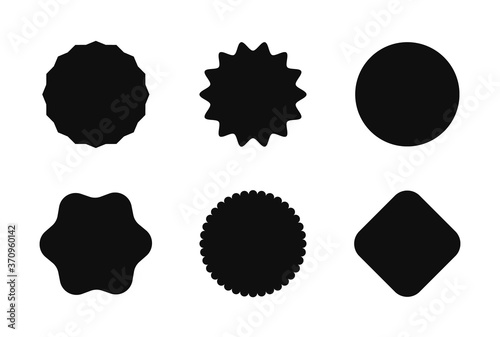 Starburst sticker set for promo sale. Vector badge shape design - circle and roundburst label, price offer promotion