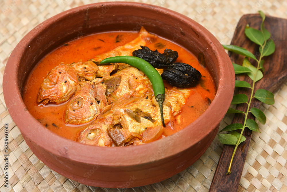 Kerala Masala fish curry in coastal area, Alappuzha south Indian and Sri Lanka, Malaysia. made