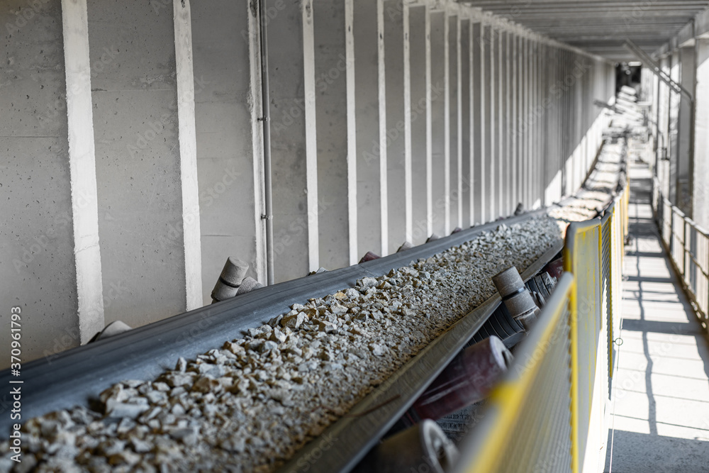 factory- belt conveyor with stones