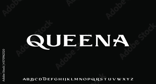 queena, luxury serif alphabet font vector typeset