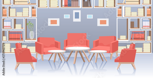 modern office lobby hall interior social distancing coronavirus epidemic protection self isolation concept horizontal vector illustration
