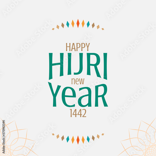 vector illustration happy new Hijri year 1442 . Happy Islamic New Year. Graphic design for the decoration of gift certificates, logo, poster, banners and flyer