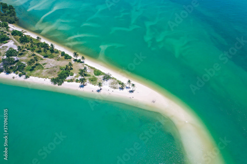 Aerial view of Laem Had Beach in Koh Yao Yai  island in the andaman sea between Phuket and Krabi Thailand