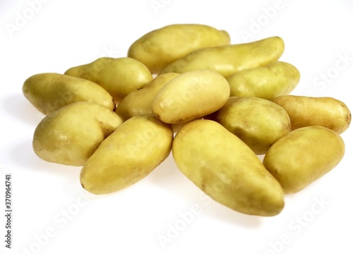 Charlotte Potato, solanum tuberosum, Vegetable against White Background